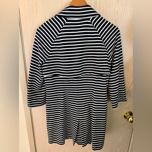 CAbi Maritime Trench Coat Blue & White Striped Nautical Jacket Style 5151 Medium - Picture 4 of 11